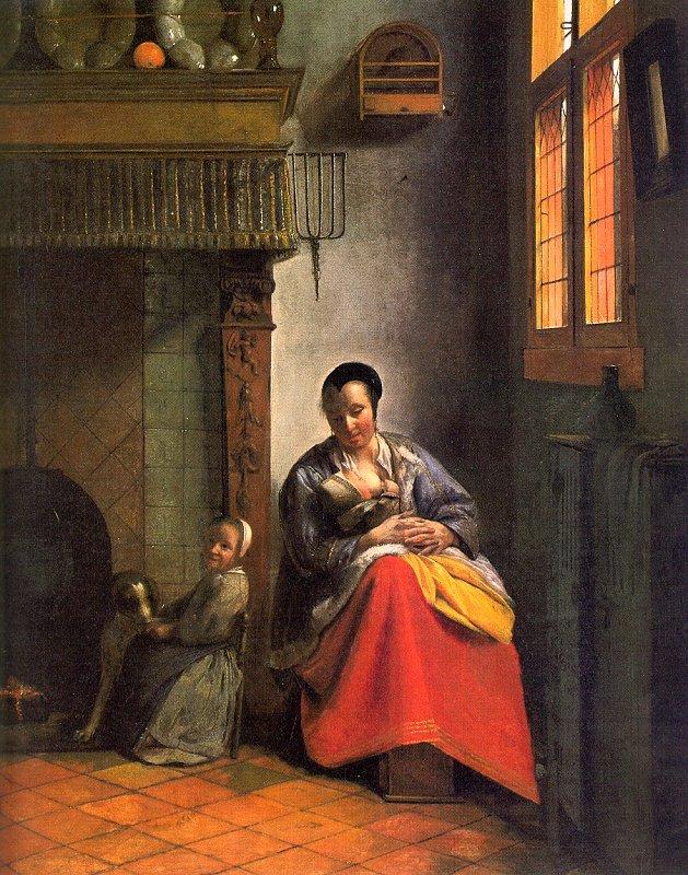 Pieter de Hooch Woman Nursing an Infant Sweden oil painting art